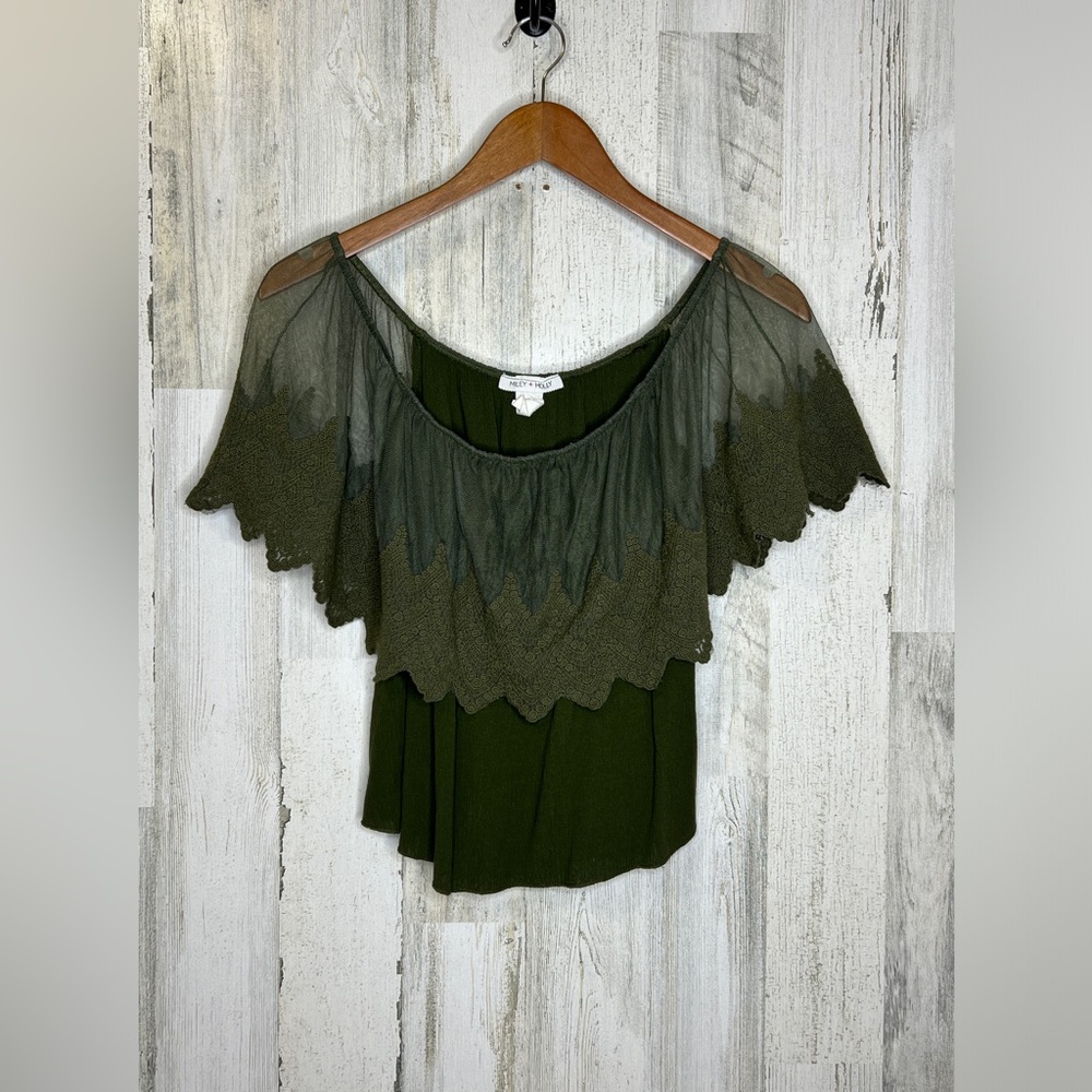 Miley + Molly Women's Off The Shoulder Top Green Size XS